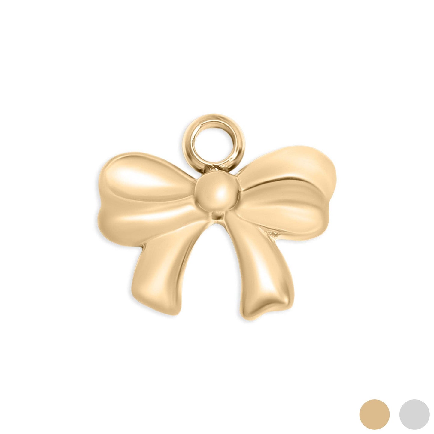 18K Gold PVD Stainless Steel Ribbon Bow Charm: Gold