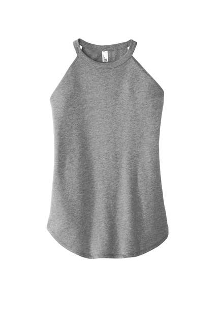 District Women’s Perfect Tri Rocker Tank: Heathered Eucalyptus Blue / M