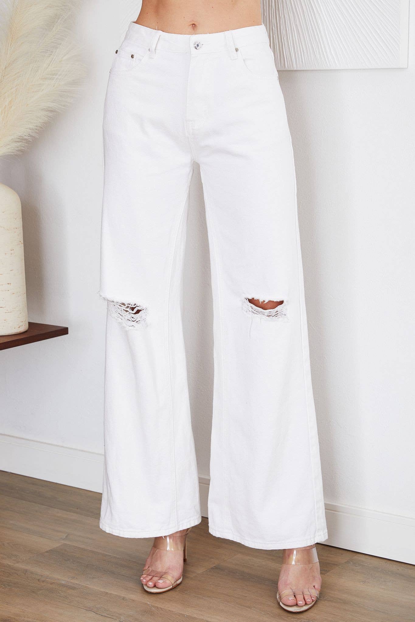 WHITE DENIM PANTS (A820-2): SMALL