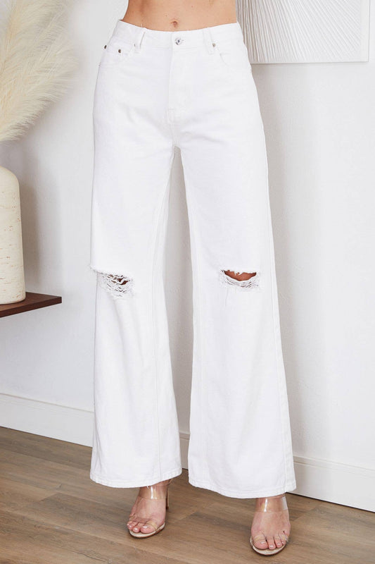WHITE DENIM PANTS (A820-2): MEDIUM