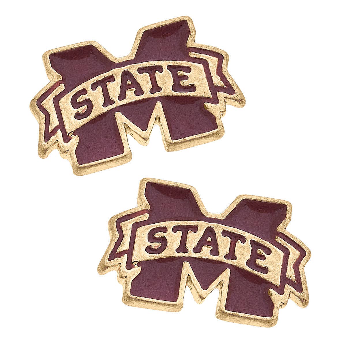 Mississippi State Bulldogs Enamel Stud Earrings in Maroon