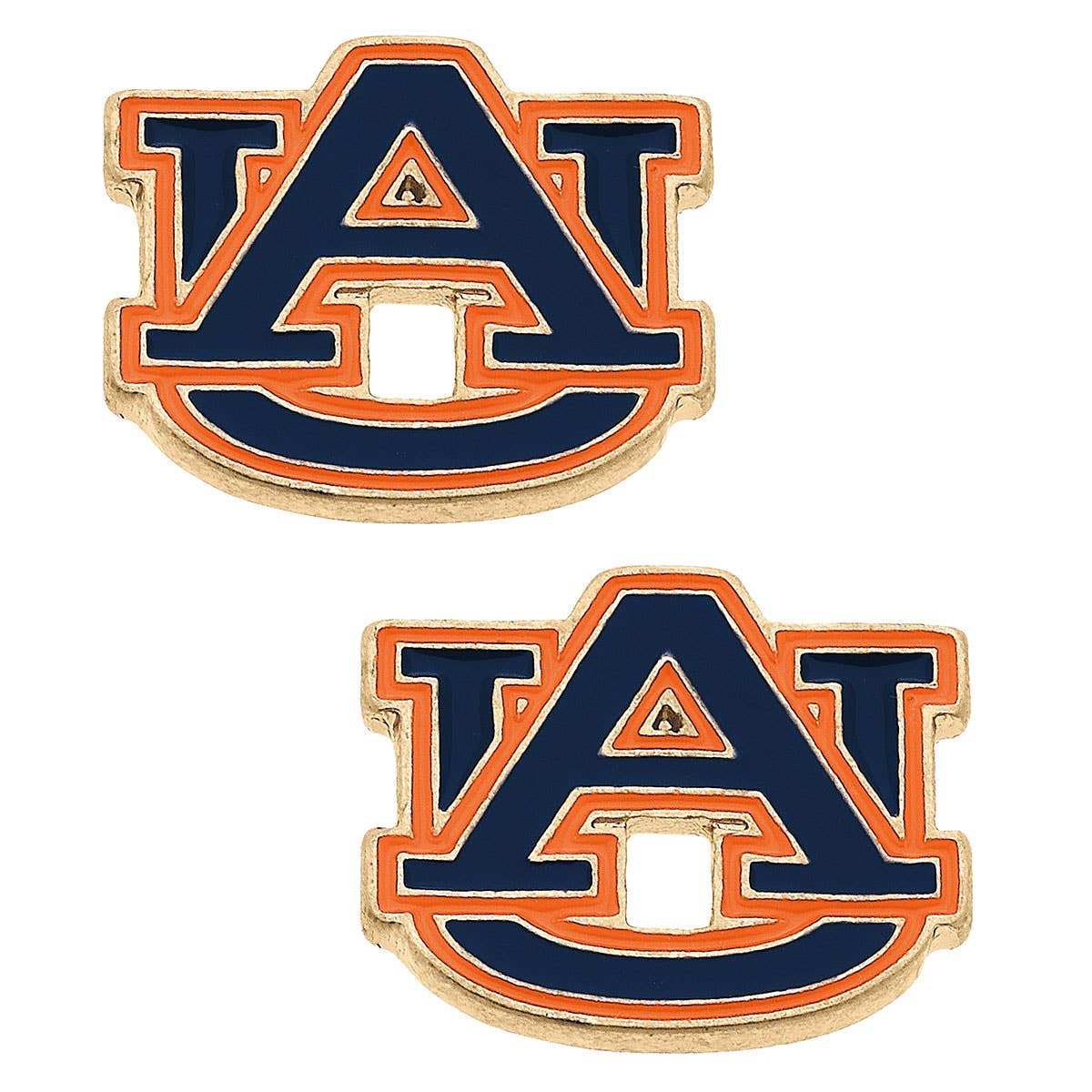 Auburn Tigers Enamel Stud Earrings in Burnt Navy/Orange