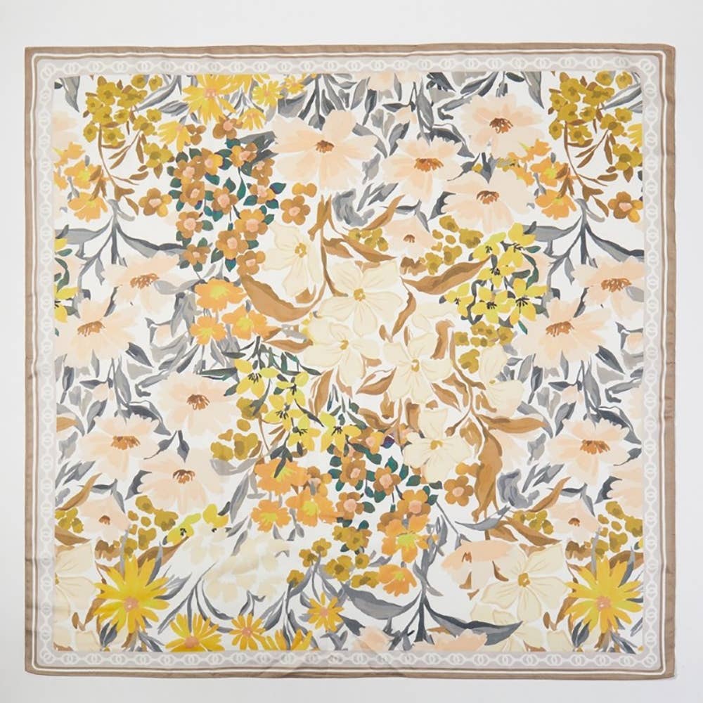 Colorful Flower Garden Print Square Bandana Scarf: BE