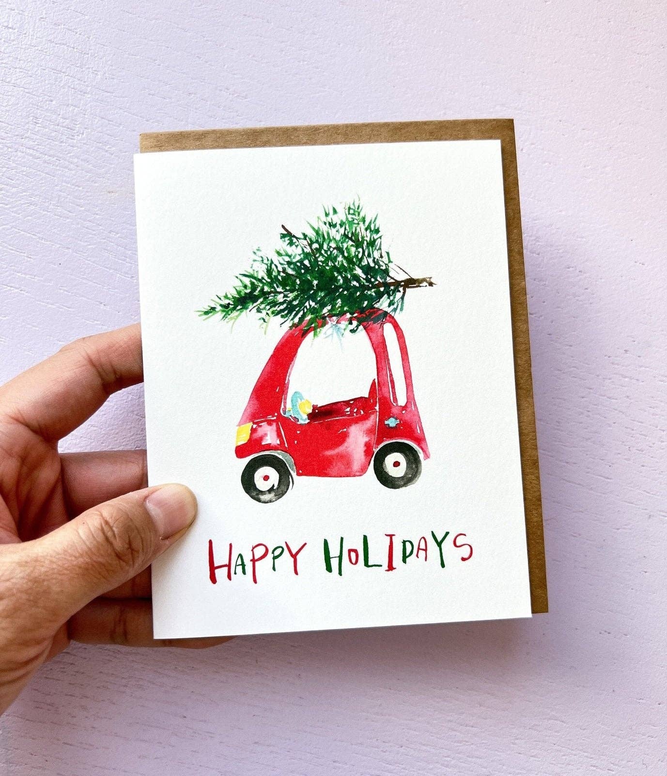 Christmas Tree Toy Car Holiday Greeting Card