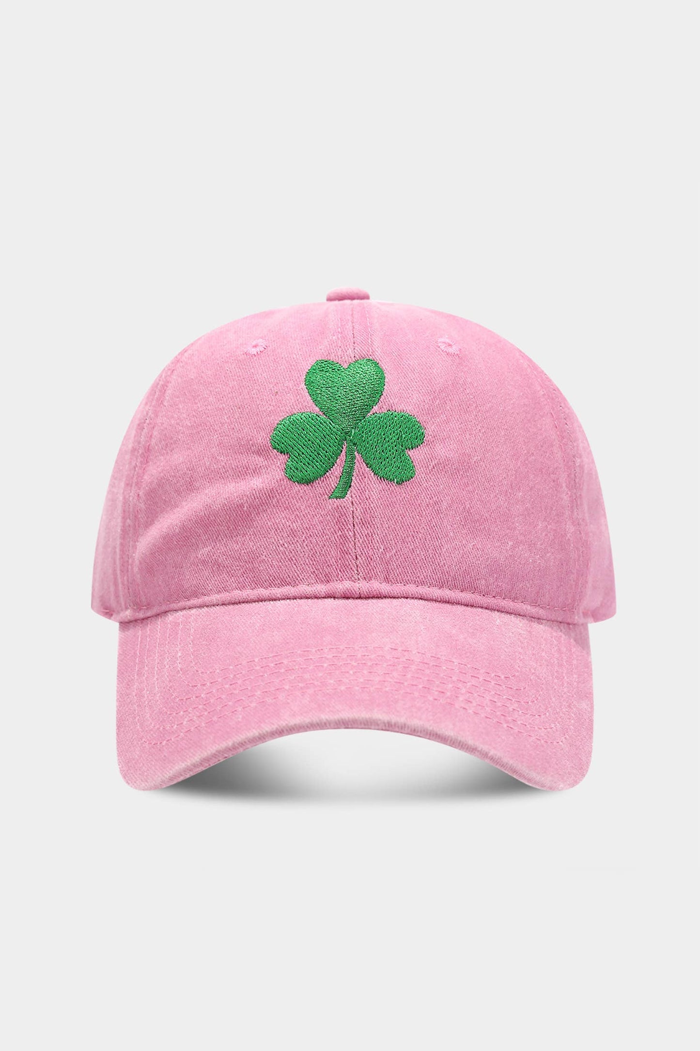 Clover Embroidered Baseball Cap Casual Headwear: Pink / ONE SIZE