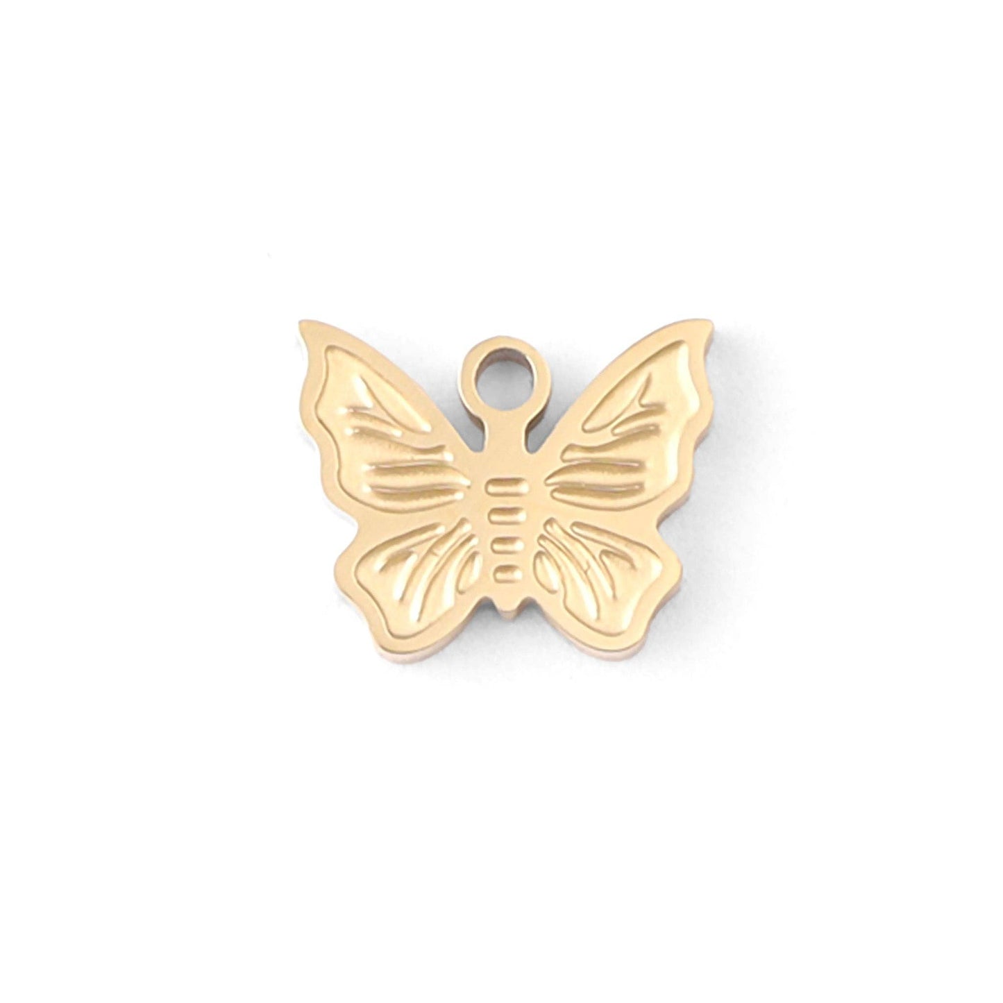 18K Gold PVD Stainless Steel Dainty Butterfly Charm: Gold