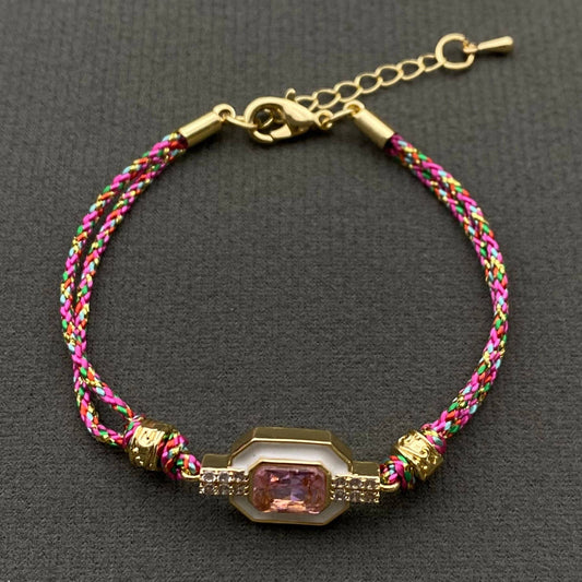 Boho zircon & Rhinestone Enamel Charm Rope Bracelets: B