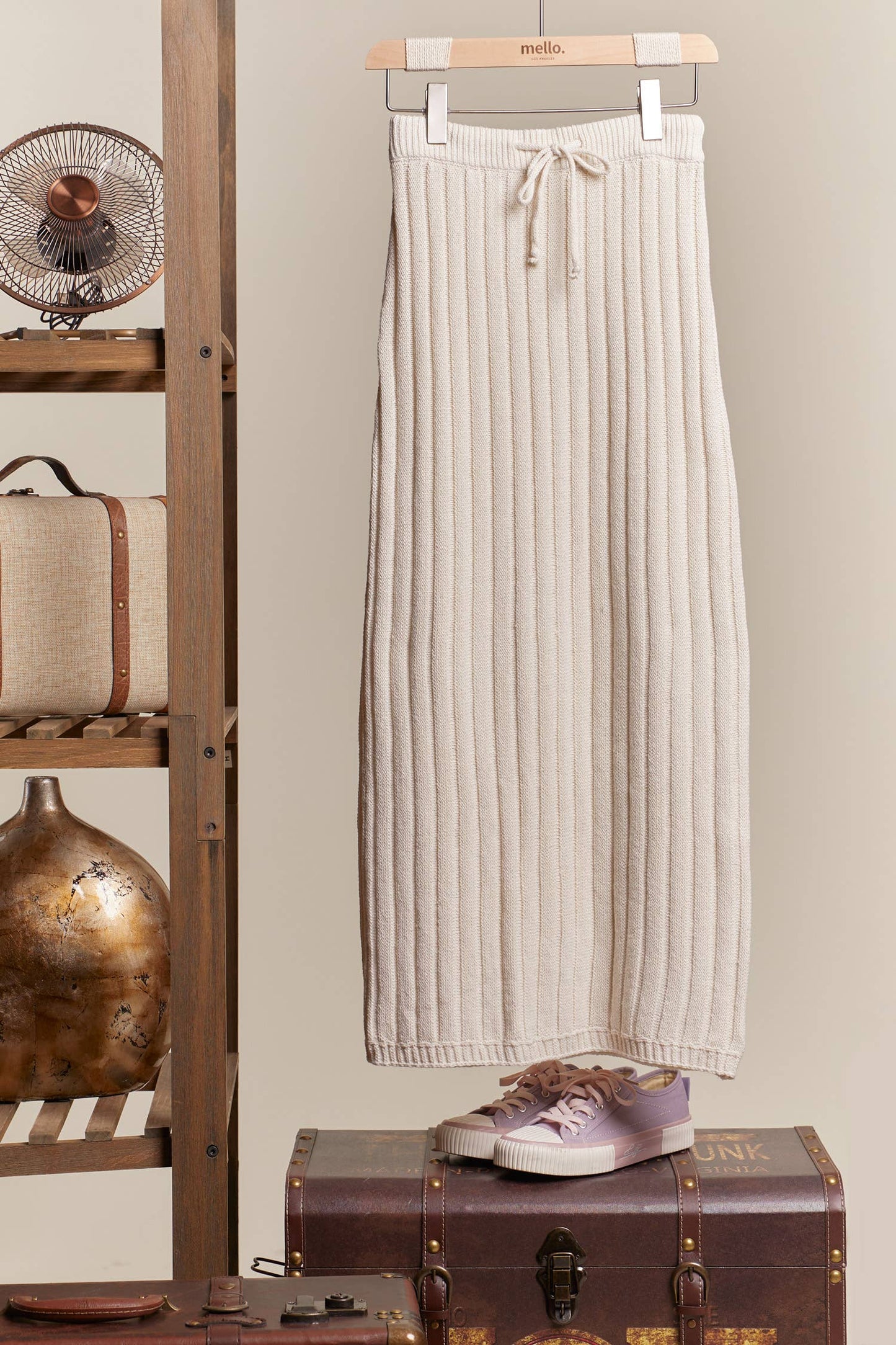 Solid Knit Maxi Skirt: Ivory / S