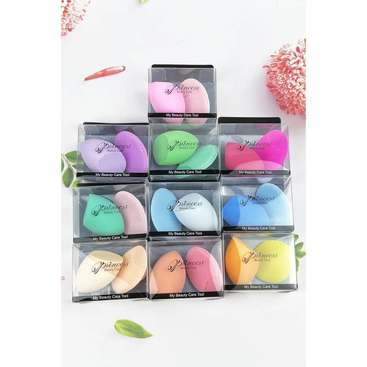 SILICONE FACIAL SCRUB BRUSH AND  MAKEUP SPONGE SET
: ASSORTED / ONE(12)