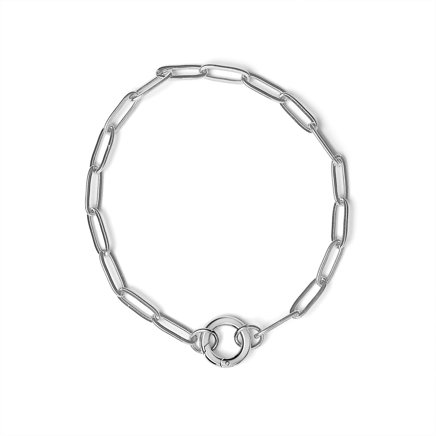 Stainless Steel Paperclip with Charm Keeper Chain Bracelet: Stainless / 6.5"