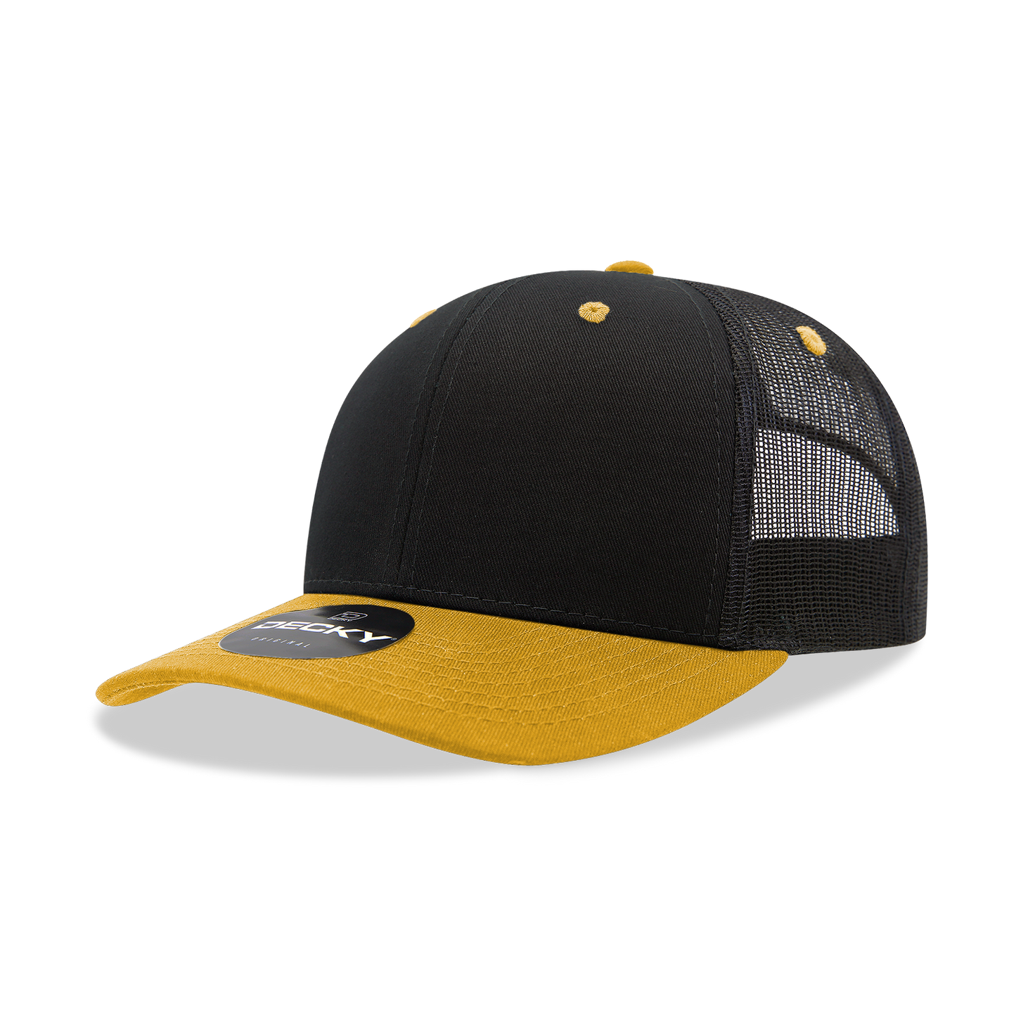 Decky 6021 Classic Trucker Hat, Mid Pro Trucker, 6 Panel Cap: White