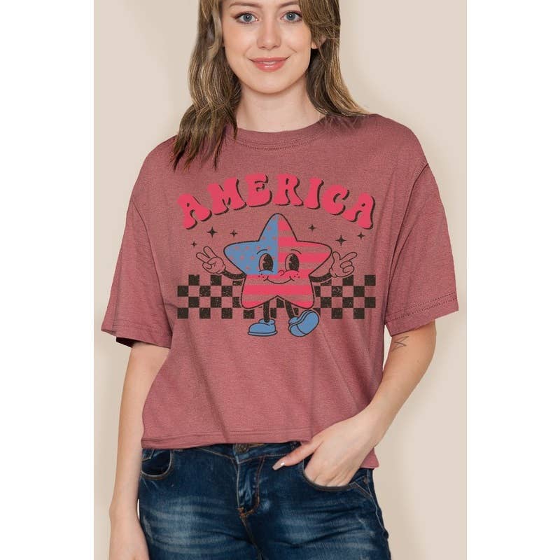 AMERICA - Cropped top: WHITE / M