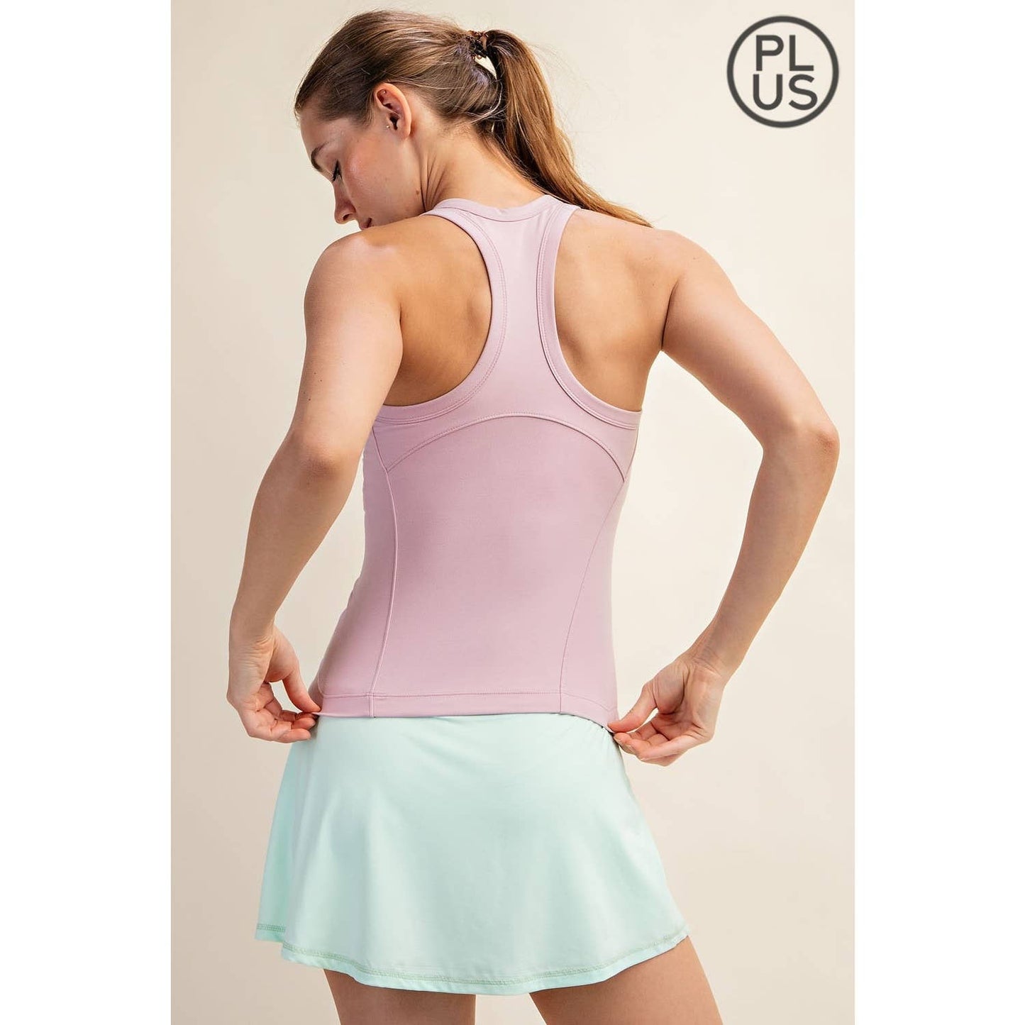 PLUS SIZE BUTTER SLEEVELESS RACER BACK TANK TOP: Tidal Wave / 1X-2X-3X(3-2-1)