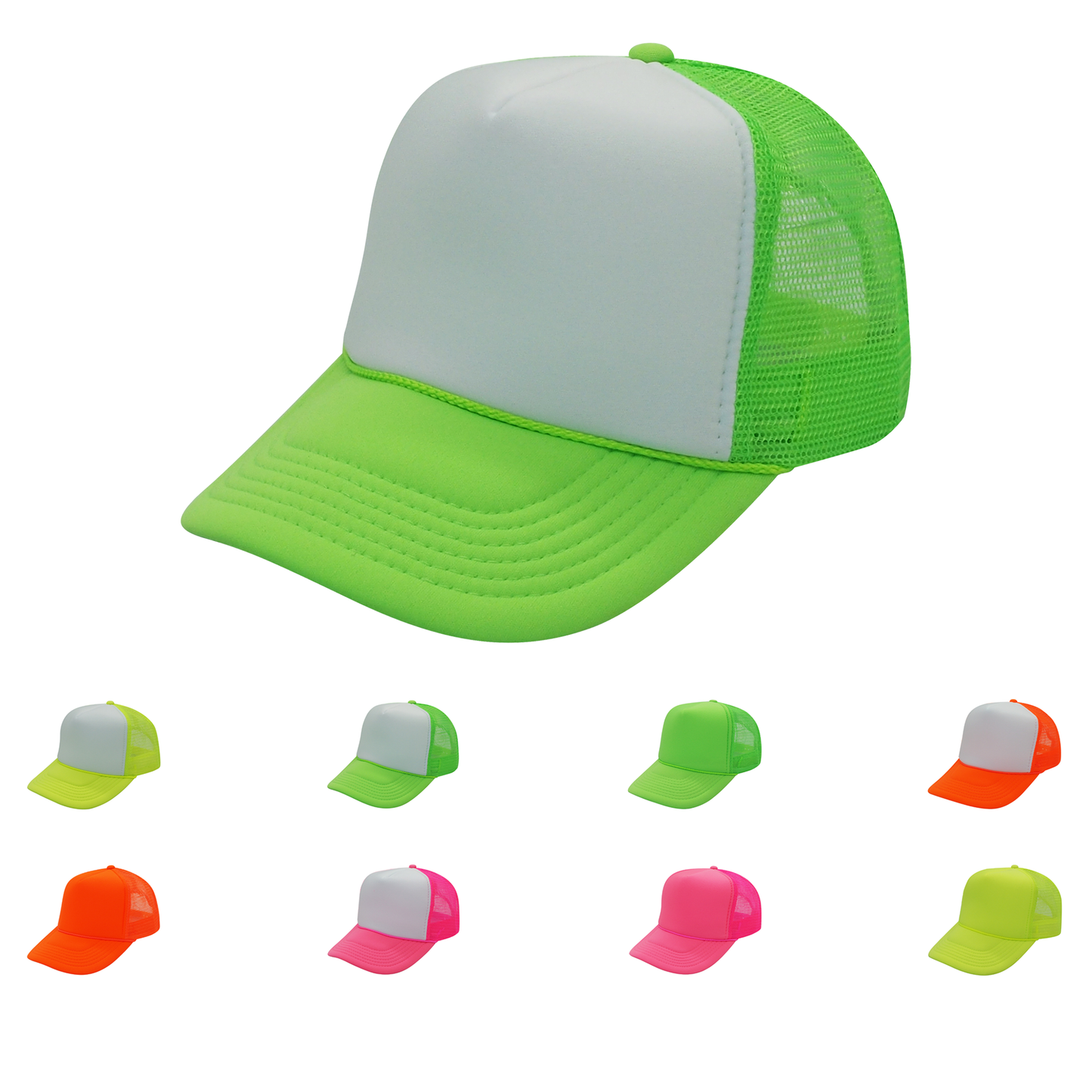 Nissun Neon Color Foam Mesh Trucker Hats Caps, Blank Two Tone Snapbacks: Neon Pink