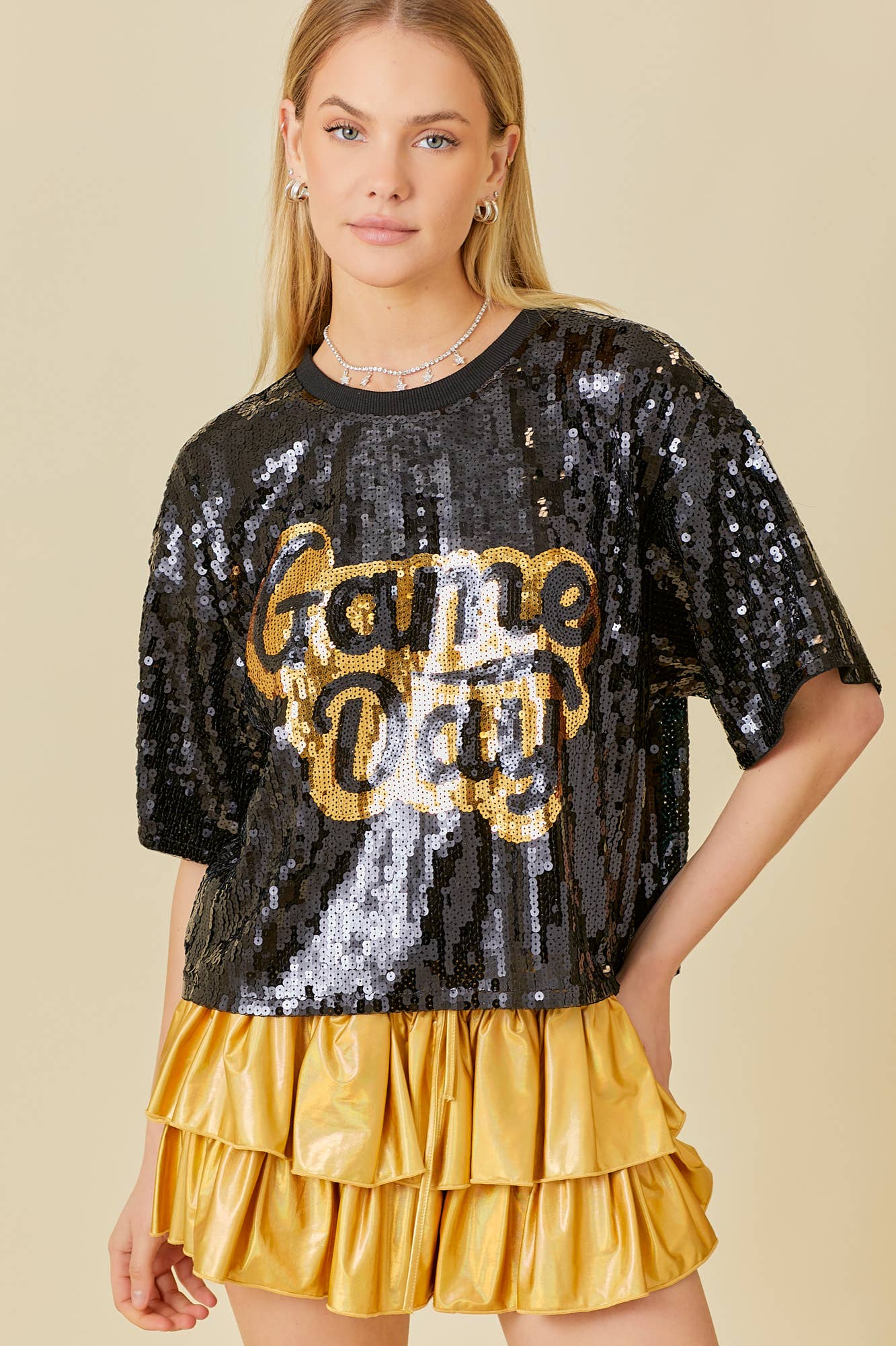 Game Day Sequin Top: Red / M