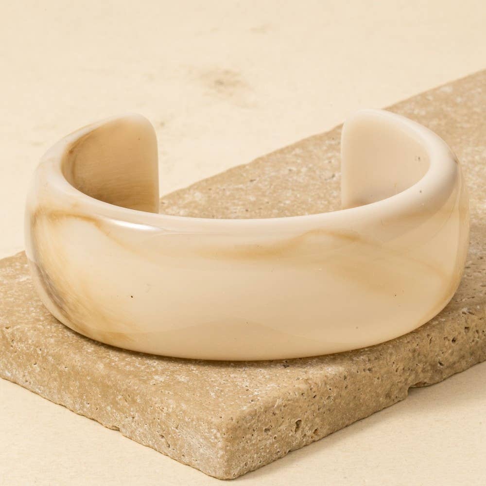 Wide Marble Resin Cuff Bracelet: TQ