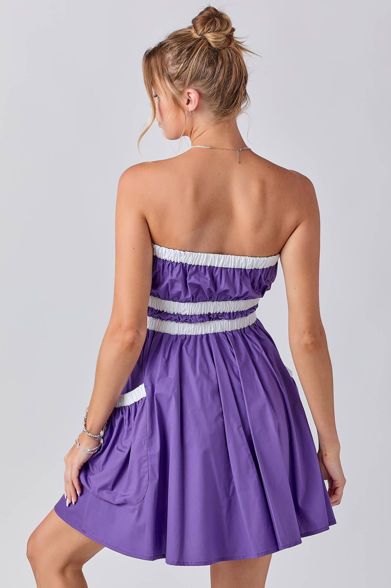 Gameday Contrast Gathered Over Sized Pocket Tube Dress : RED/BLK / L