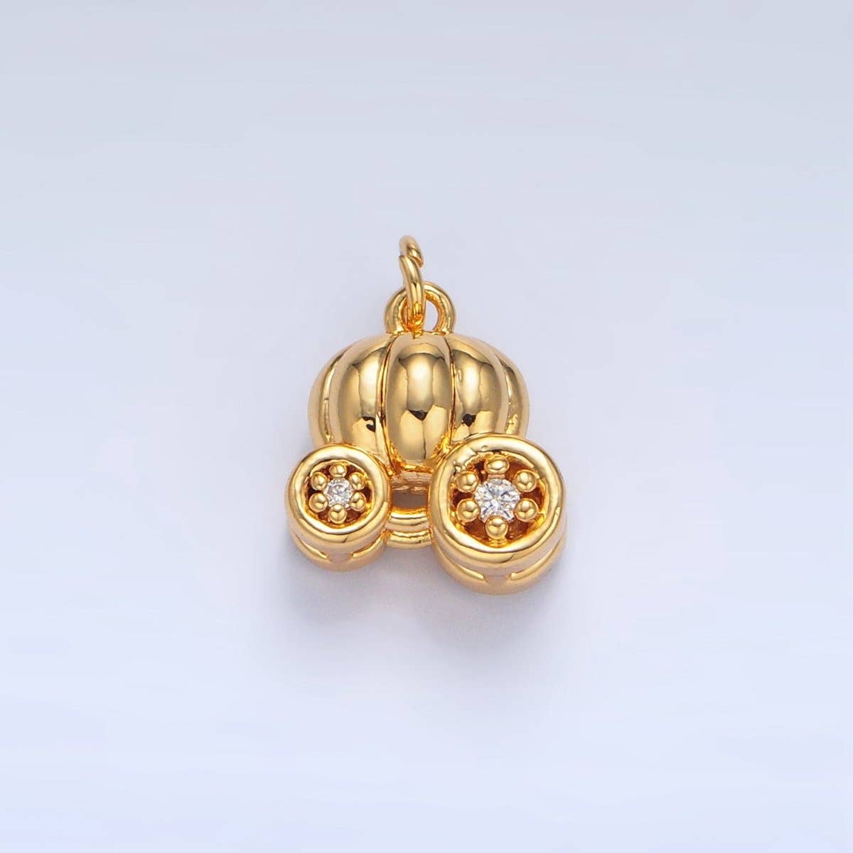 24K Gold Filled Multidimensional Pumpkin Carriage Vehicle Charm | X597