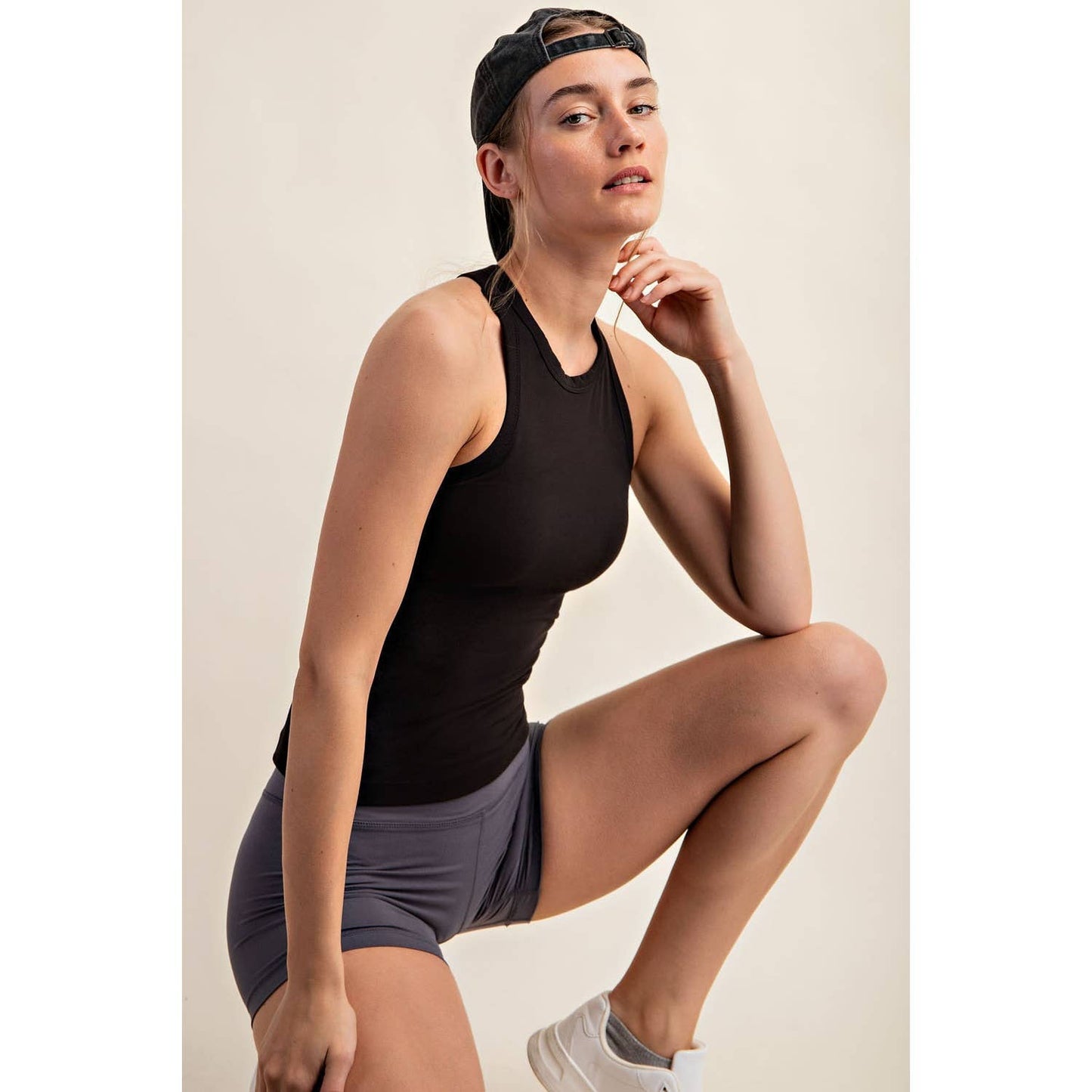 BUTTER SLEEVELESS RACER BACK TANK TOP: Mauve Peony / S-M-L(2-2-2)