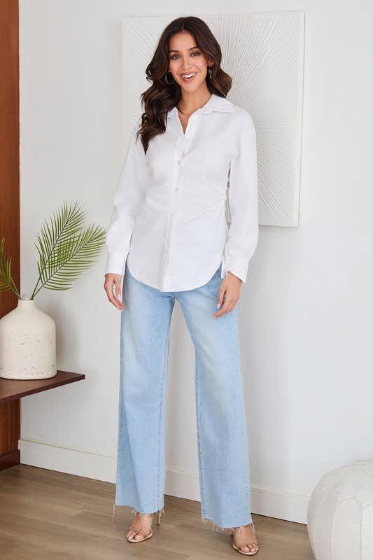 ROUGH EDGE CUT HIGH-WAIST WIDE DENIM PANT(F335-DENIM): S