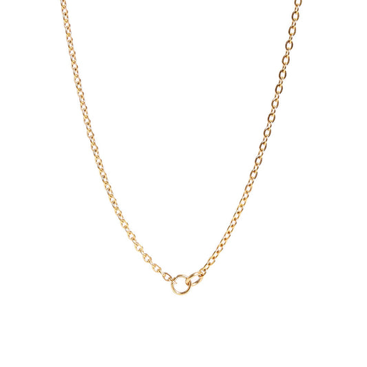 18K Gold PVD Stainless Steel Loop Connector Chain Necklace: Gold / 18+2"