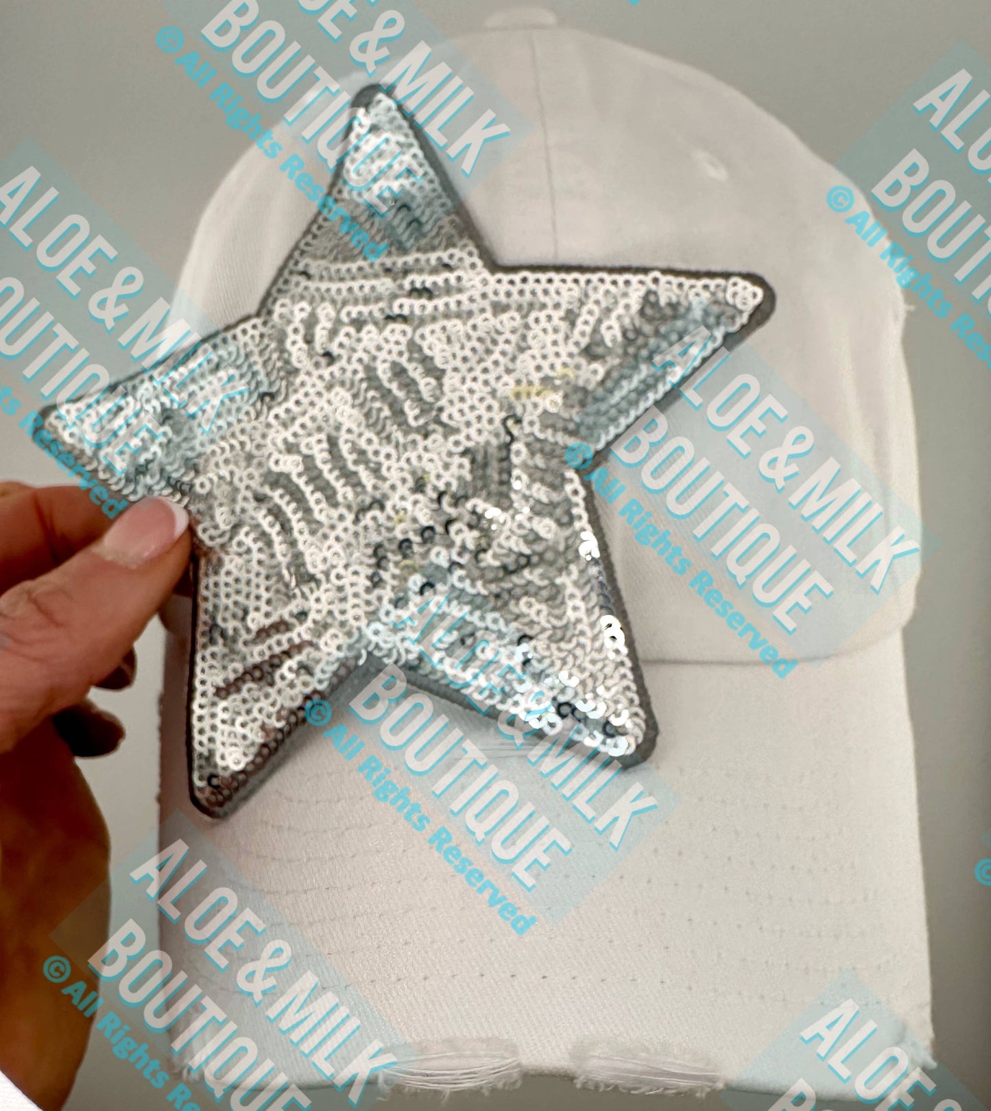 New Sequin Star Large, sequin star patch, cheer patch: White