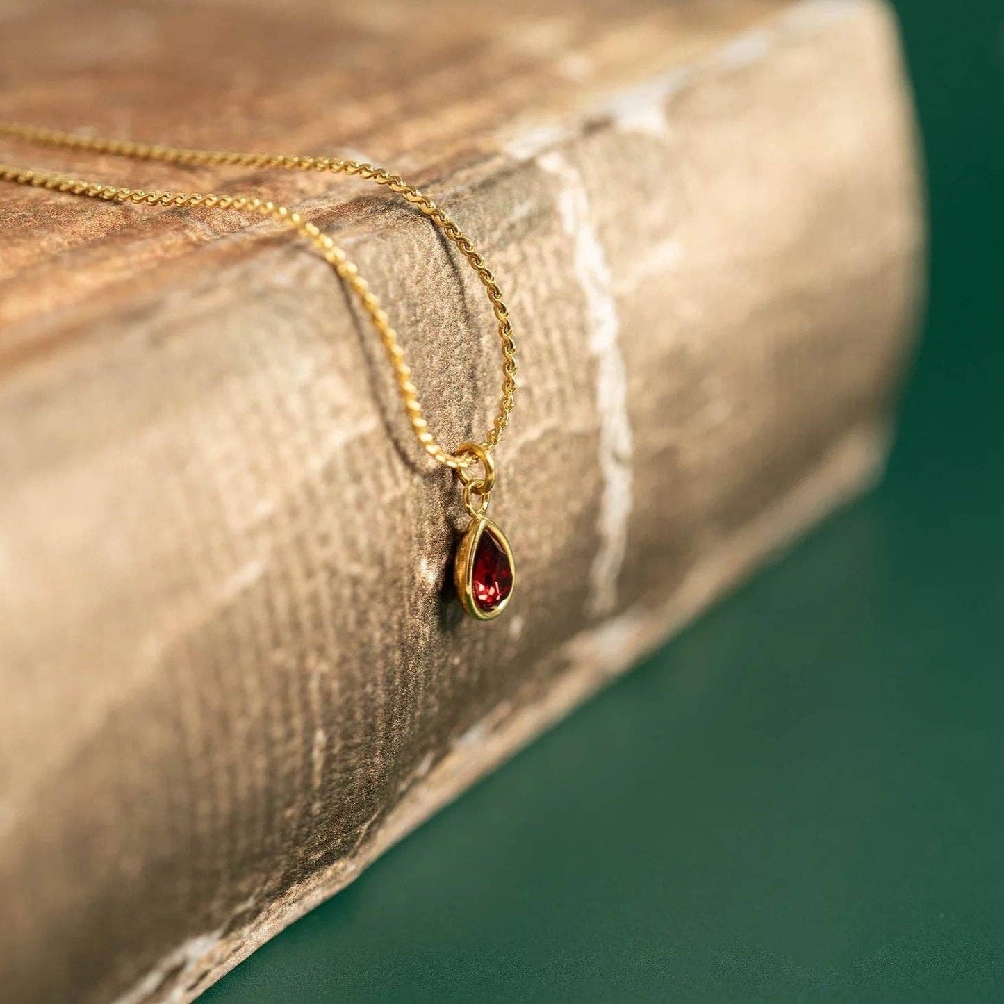 18K Gold PVD Teardrop Birthstone Charm: August