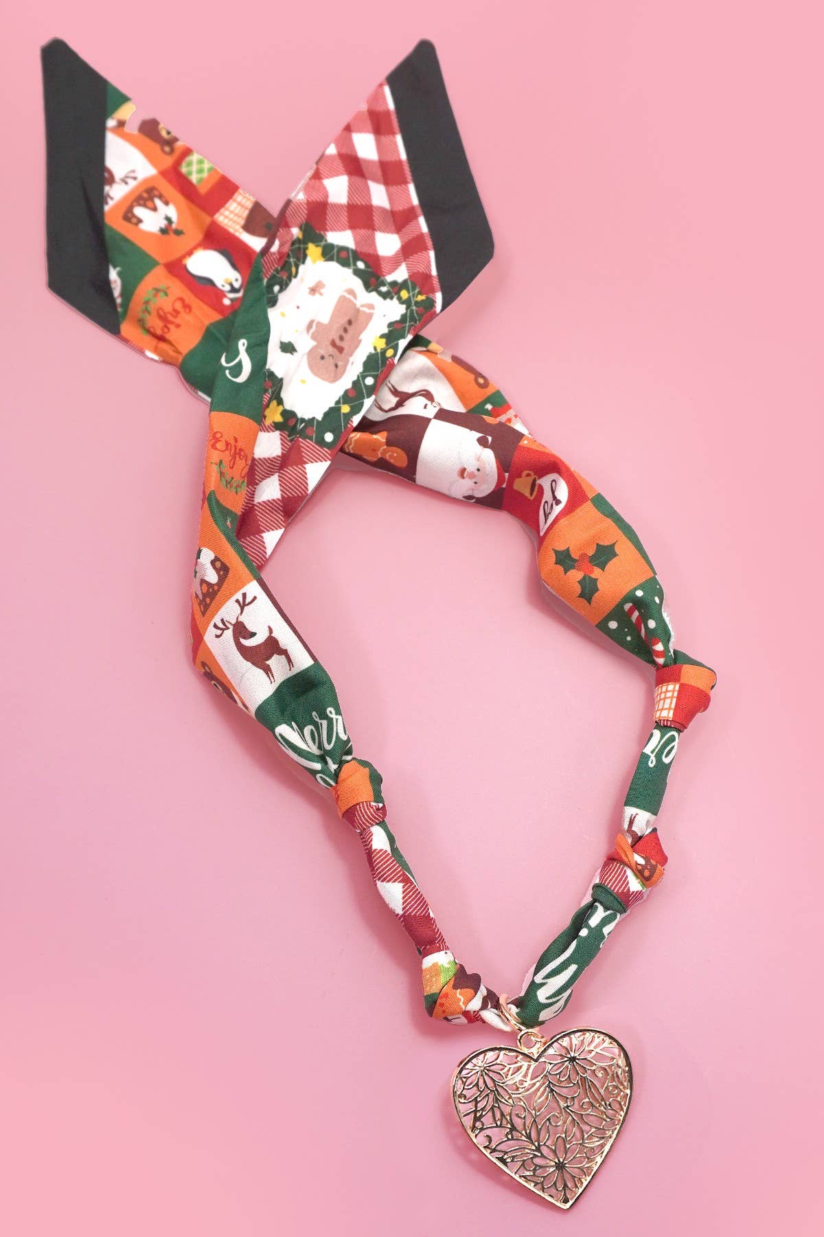 HANDMADE SCARF NECKLACE - CHRISTMAS SNOWMAN BOW | 80N91827: A