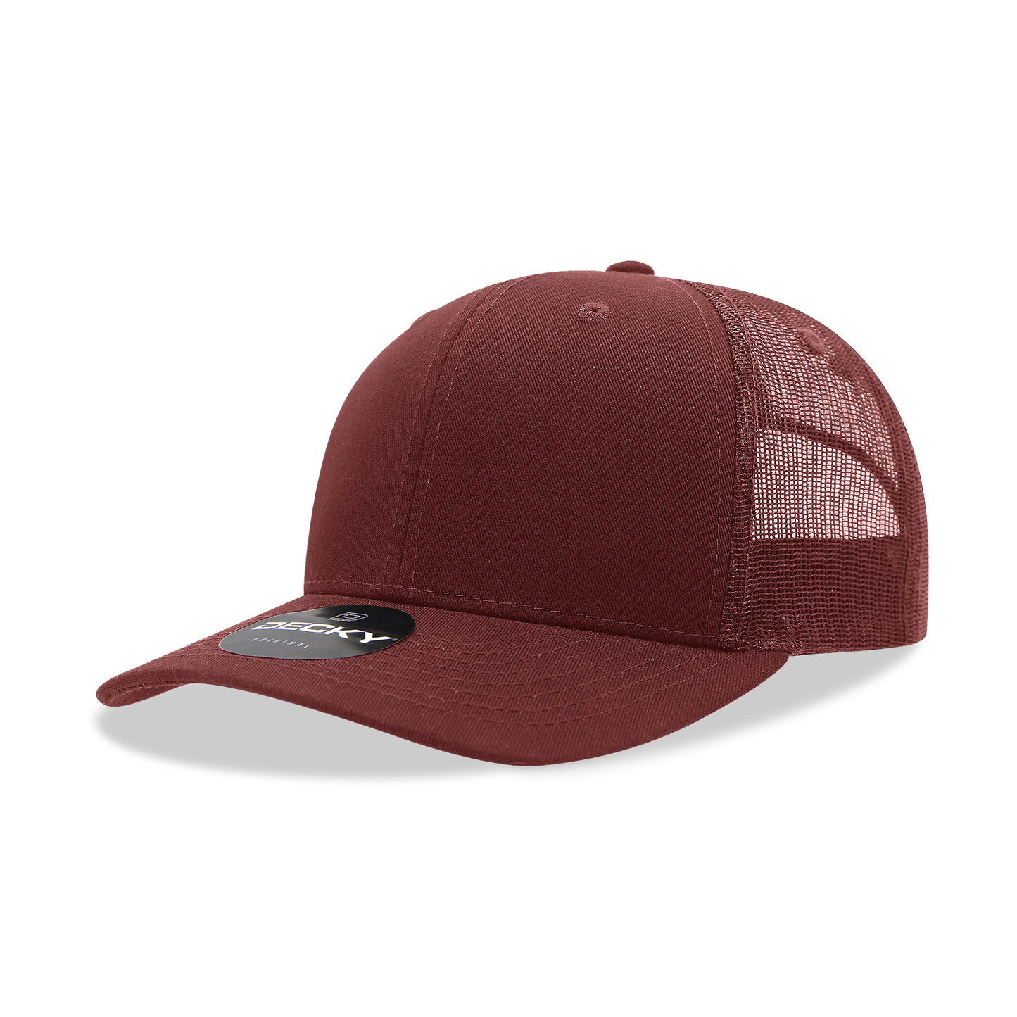 Decky 6021 Classic Trucker Hat, Mid Pro Trucker, 6 Panel Cap: Pink/White