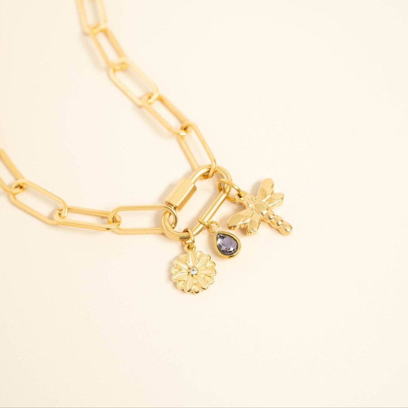 18K Gold PVD Teardrop Birthstone Charm: September