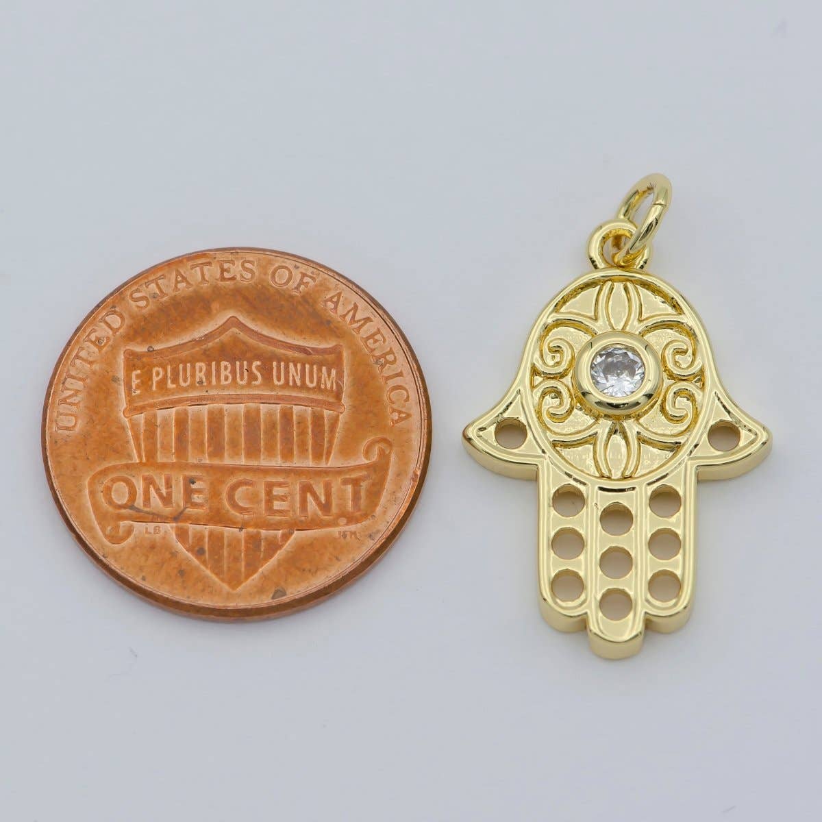 24K Gold Filled Dainty Hamsa Charm,Small Hamsa Heand Pendant,Simple Hamsa Jewelry, Hand of Fatima, Hand of Fatima Pendant, Evil Eye Charm M-365