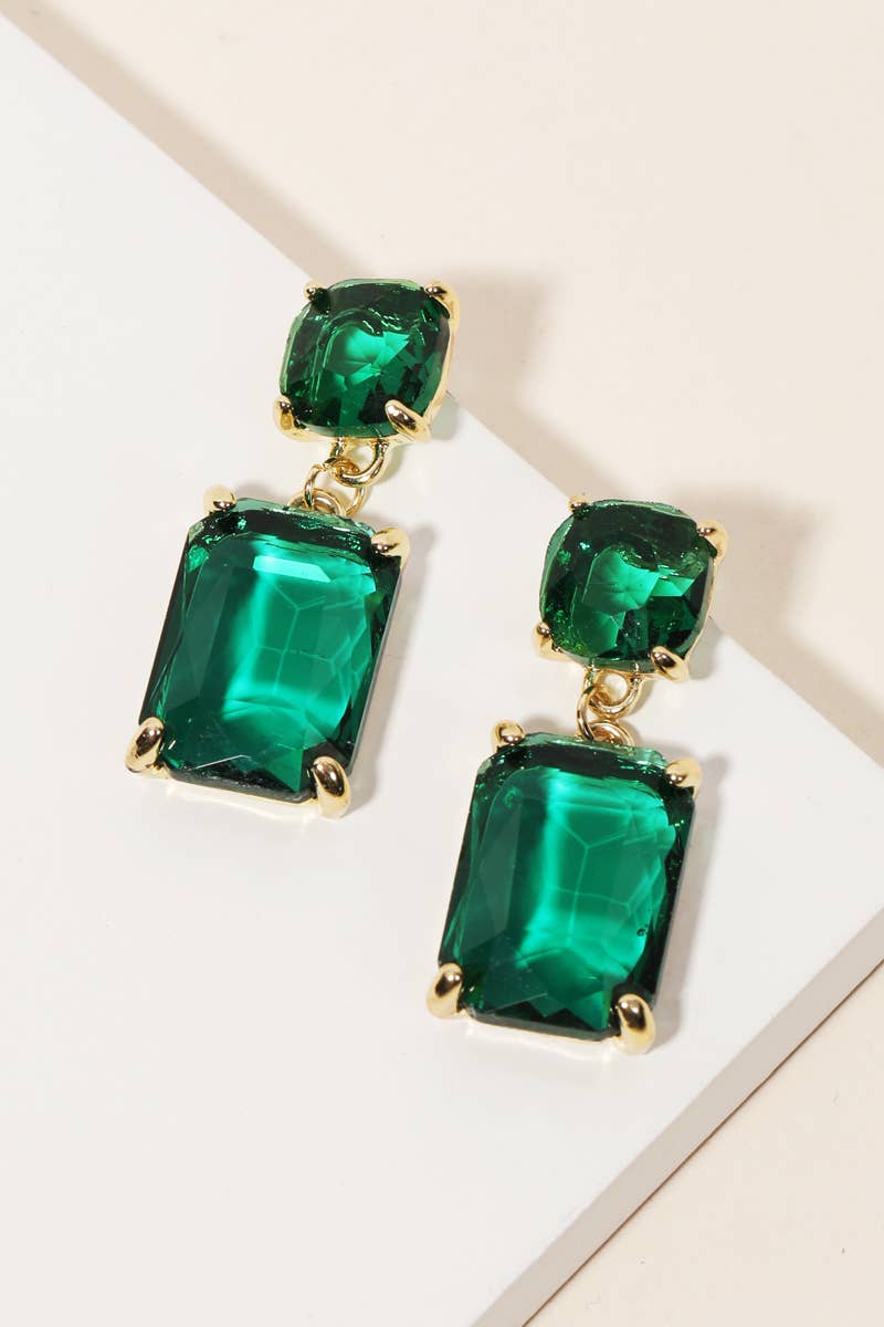 Rectangle Crystal Drop Earrings: GCL
