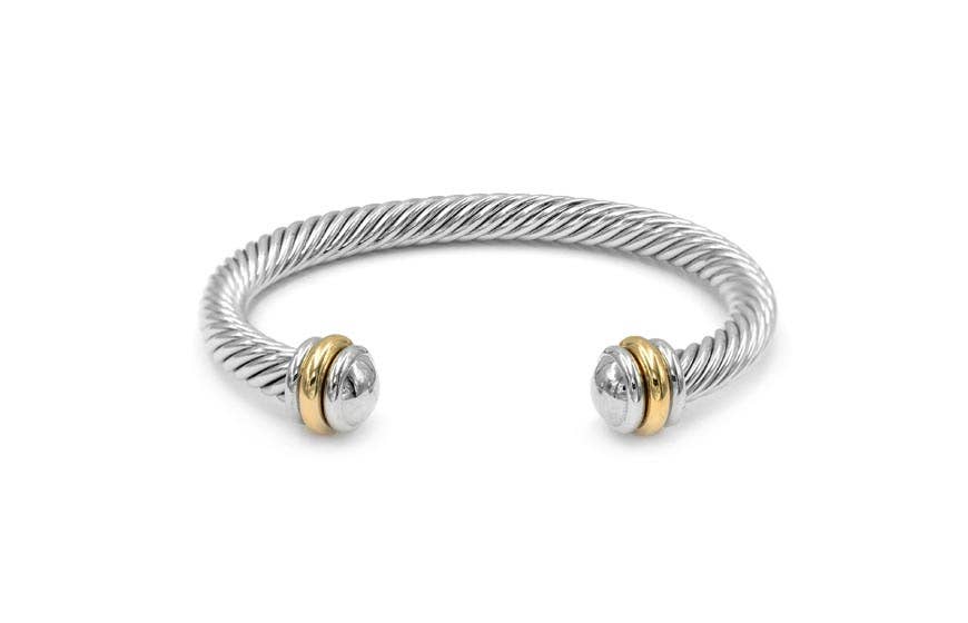 TWISTED CABLE WIRE OPEN CUFF BANGLE BRACELET: Gold / ONE(6)
