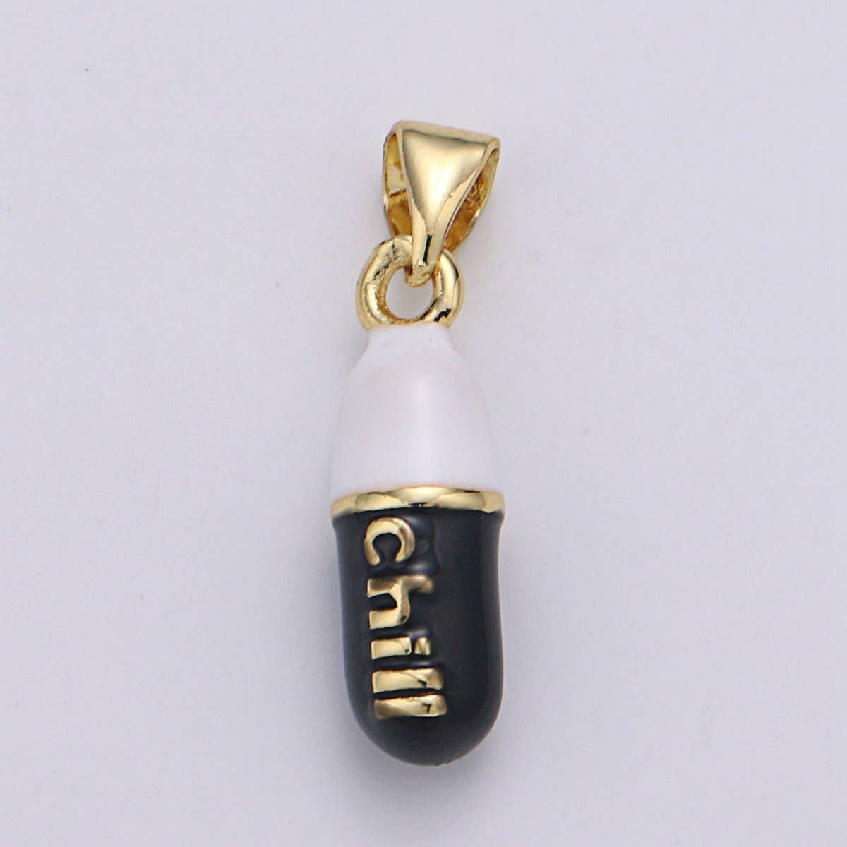 Mini 24K Gold Filled Pill Bar Charm Enamel Pink Love Chill Happy Pill Pendant for Bracelet Necklace Earring Component Supply 23x5mm J-203~J-207,J-209~J-213,J-244~J-248: Chill Teal