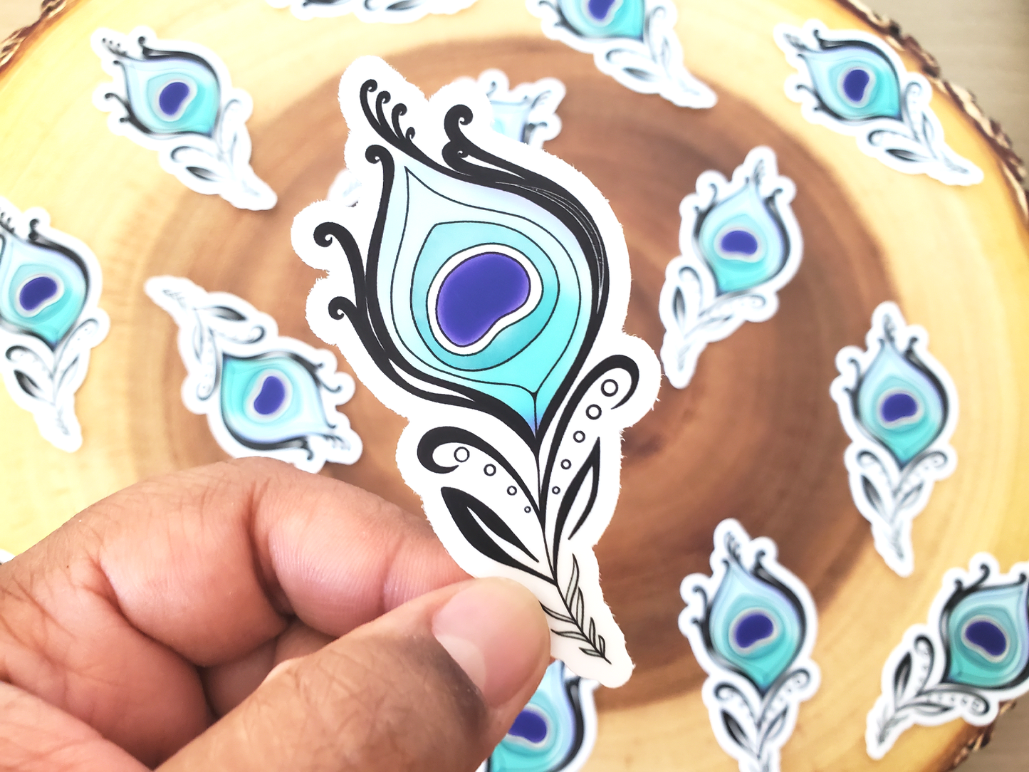 Peacock Feather Sticker (1.6 x 3 in)