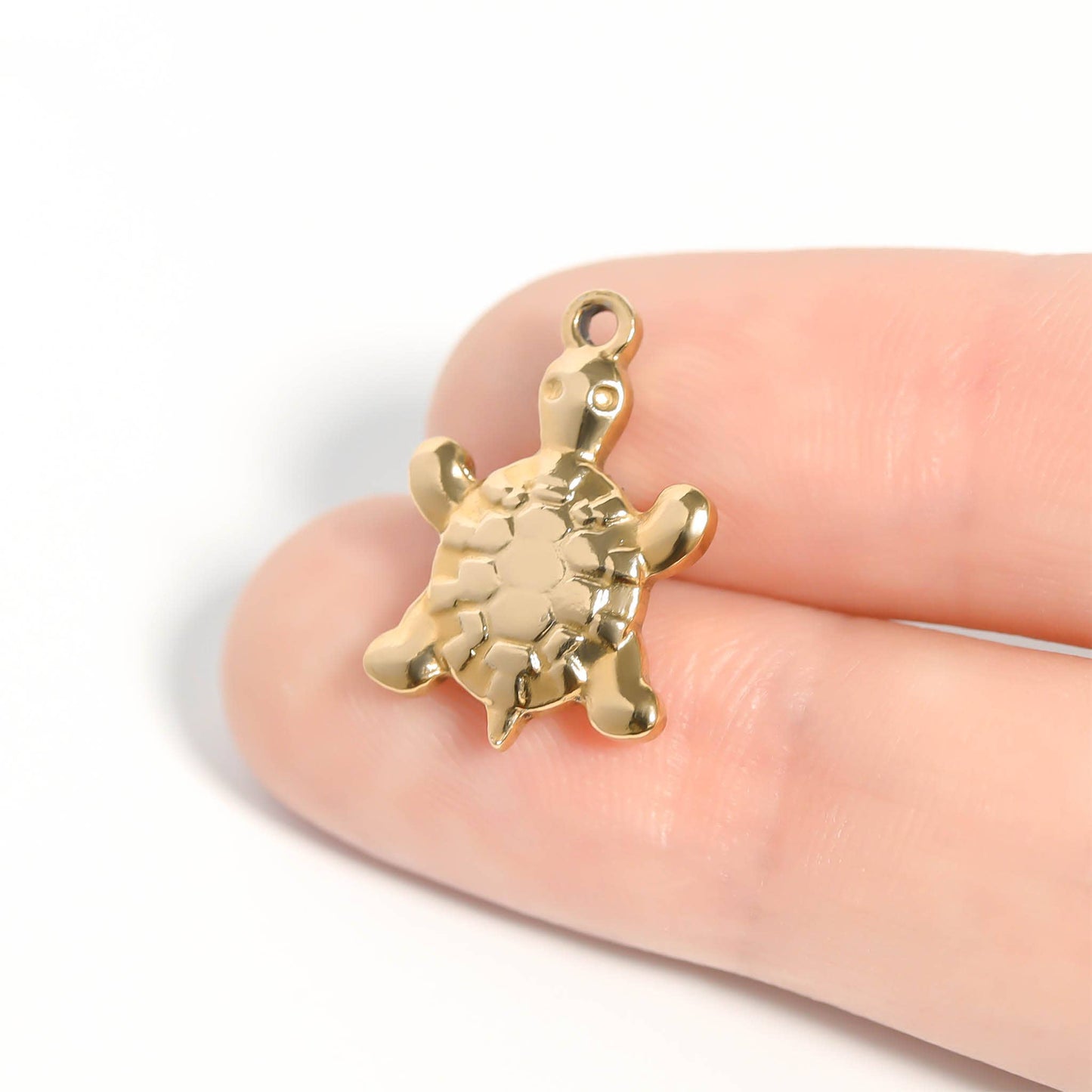 18K Gold PVD Stainless Steel Sea Turtle Charm: Gold
