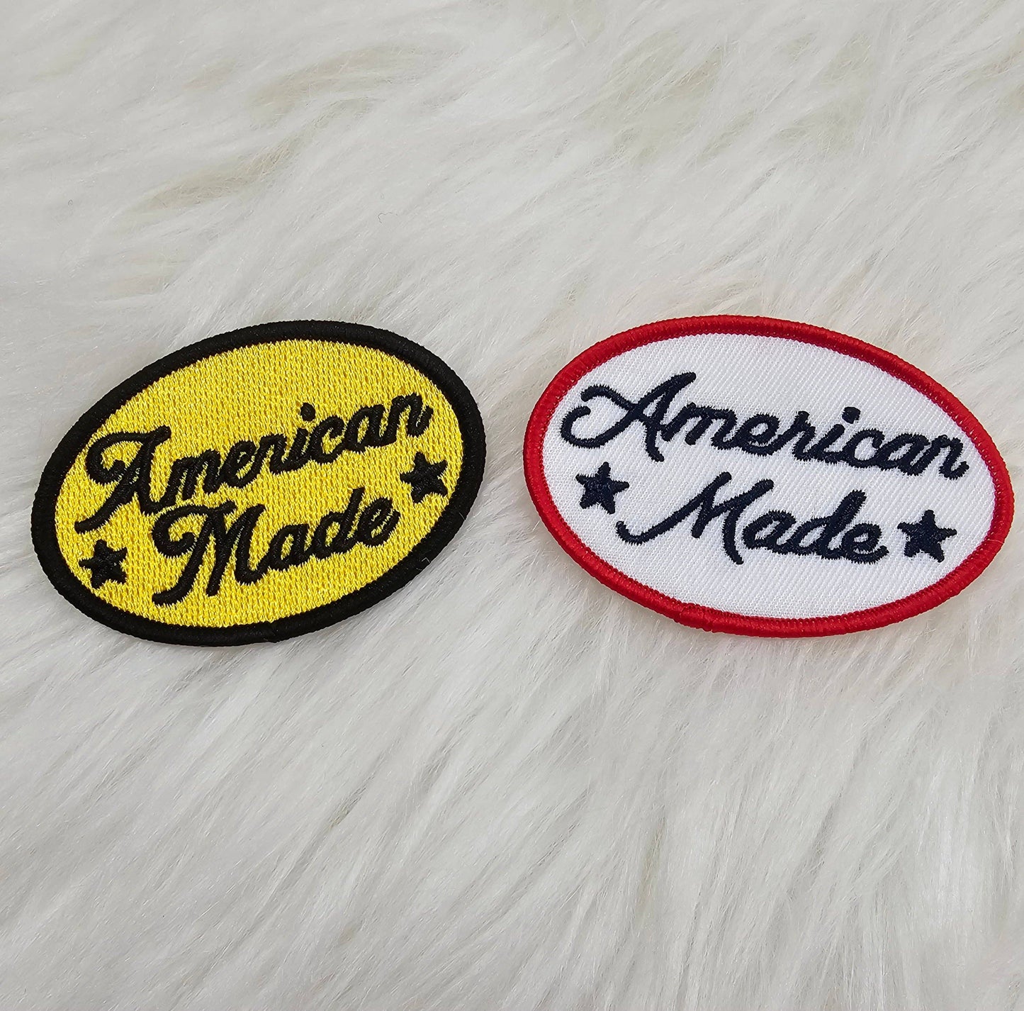 American Made Embroidery Iron On Patch: Black and Yellow