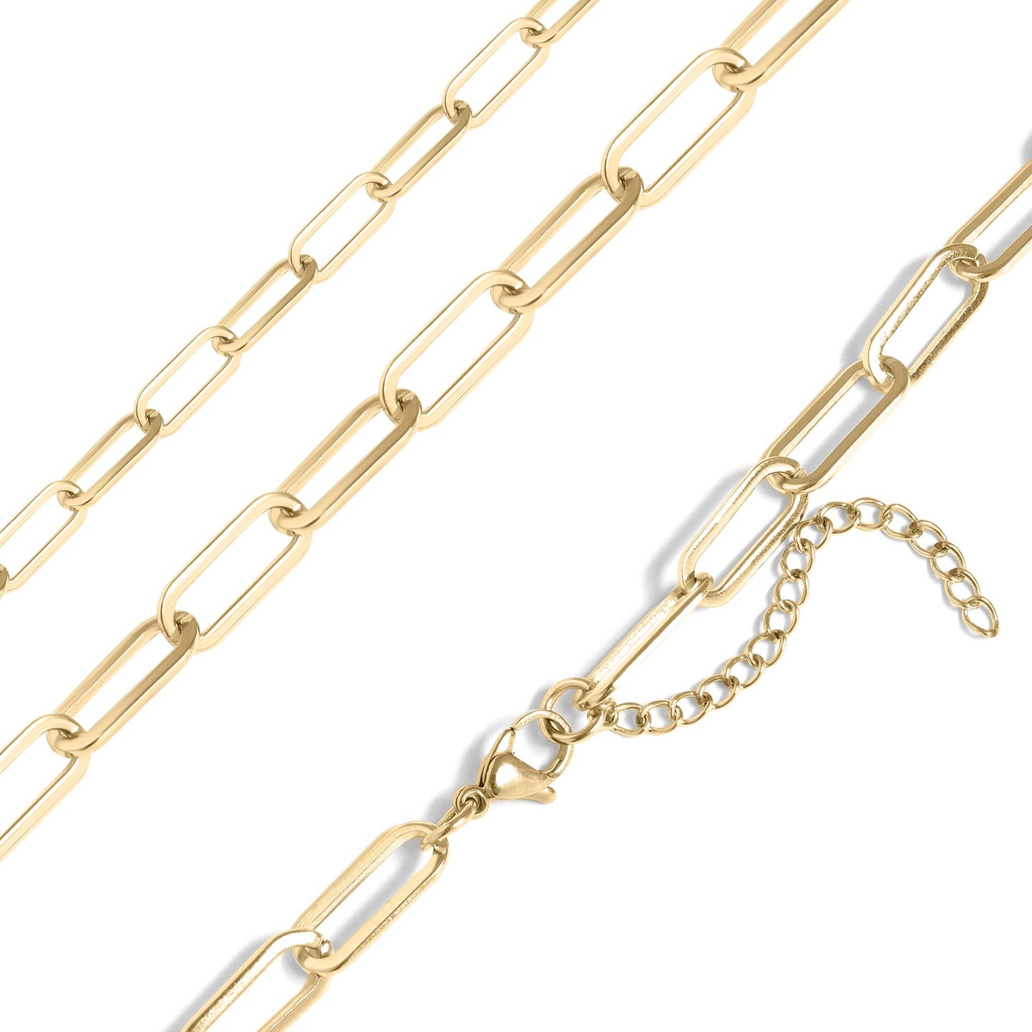 18K Gold Paperclip Chain Necklace: 18+02" / 4mm
