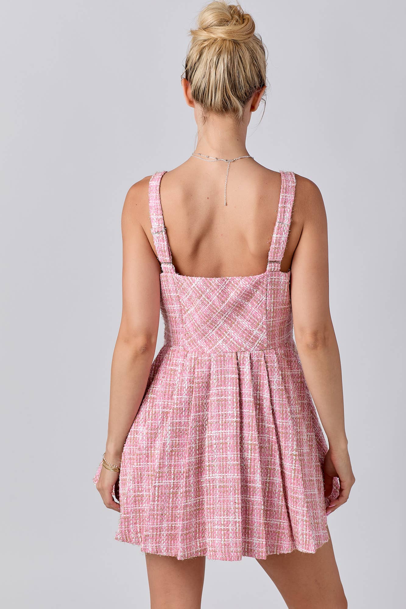 Tweed Fabric With Lurex Skort Style Romper: BLACK / M