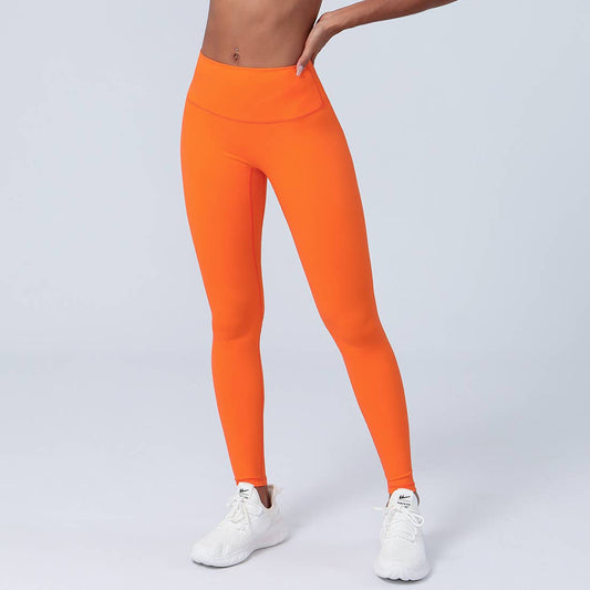 Women's High Waist Pilates Yoga Elastic Sports Leggings: Orange / L