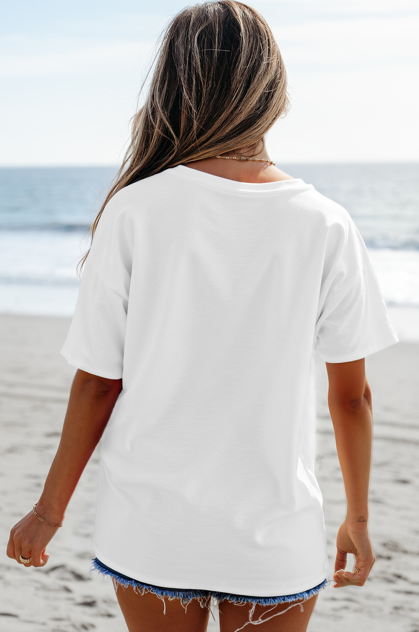 LDC Flag Bow Graphic Crewneck Tee: White / L