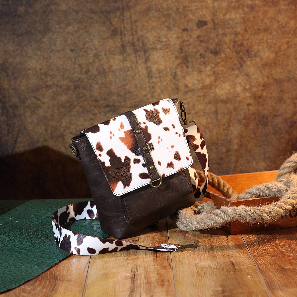 Women Printed Western Vintage Crossbody Bag_Cwab2593: COFFEE / OS