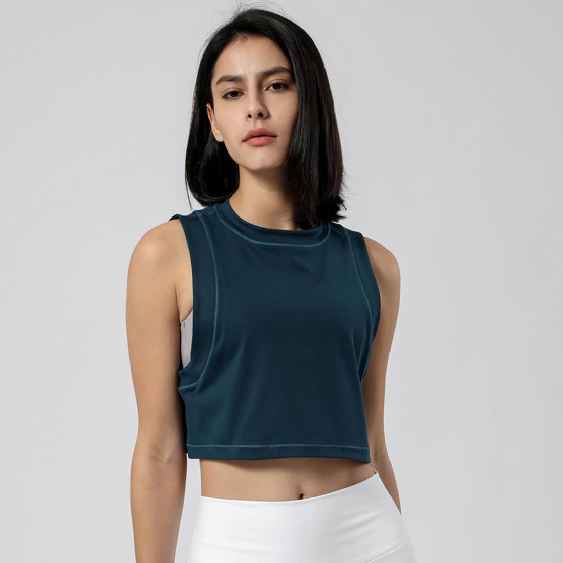 Women Fitness Yoga Loose Elastic Sport Tank Top: Gray / XL