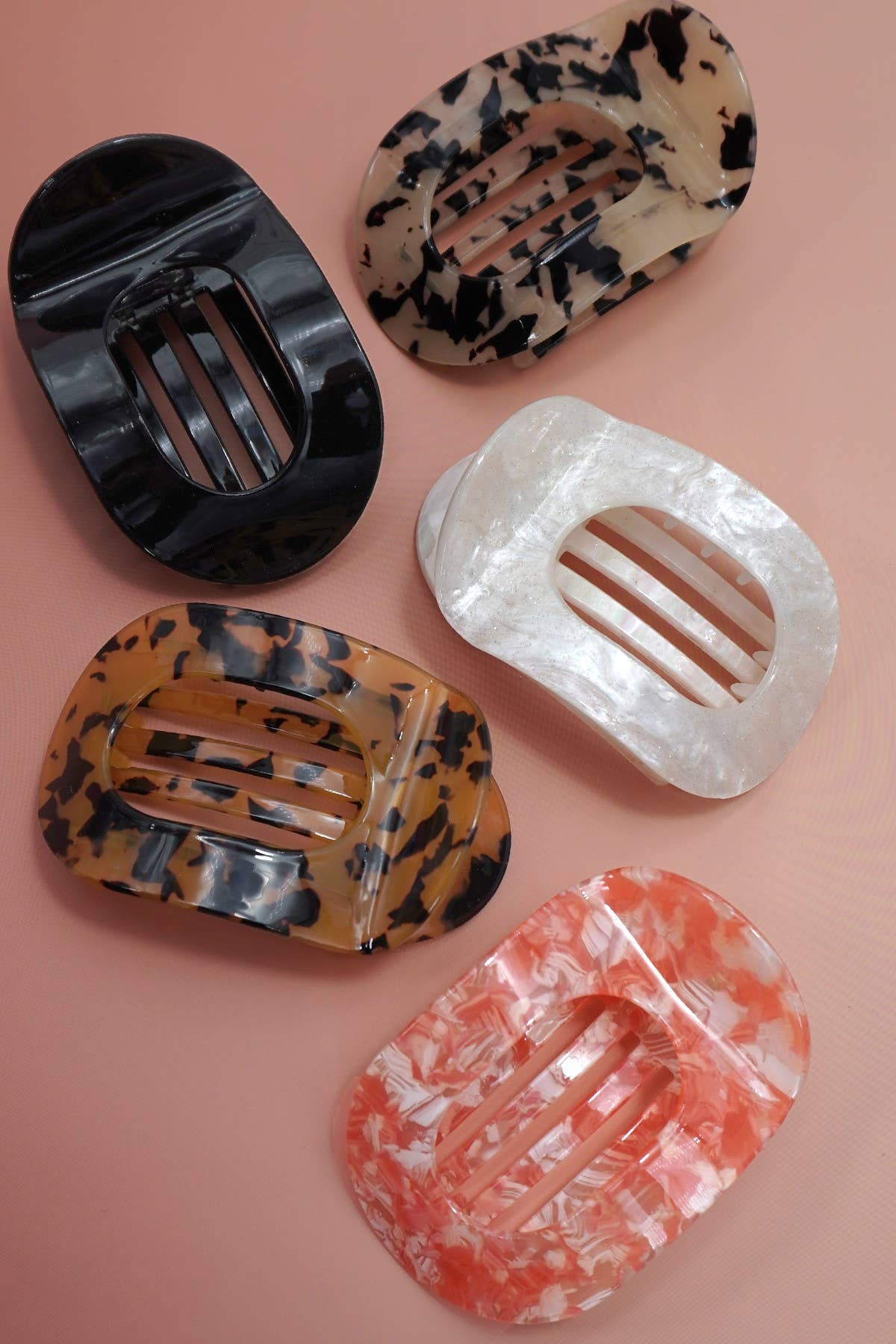 Jumbo Lay Flat Oval Hair Claw Clips Secure Styling | 40H993: OFF WHITE