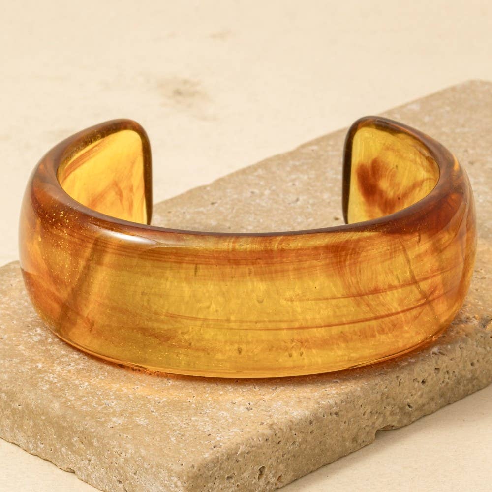 Wide Marble Resin Cuff Bracelet: TQ
