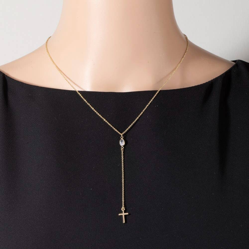 Cross Pendant Y Chain Necklace: S