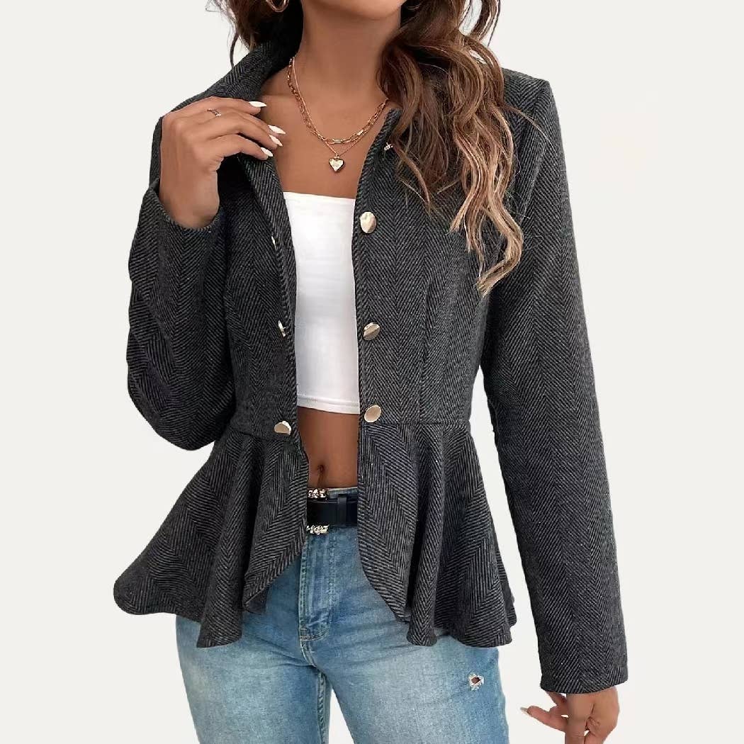 Impressive Claasic Lightweight Collared Long Sleeve Blazer: Khaki / XL