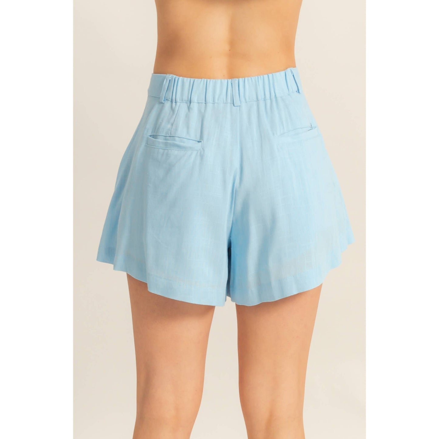 HF25A652-Linen Mid-Rise Flared Shorts: WHITE / S-M-L(2-2-2)