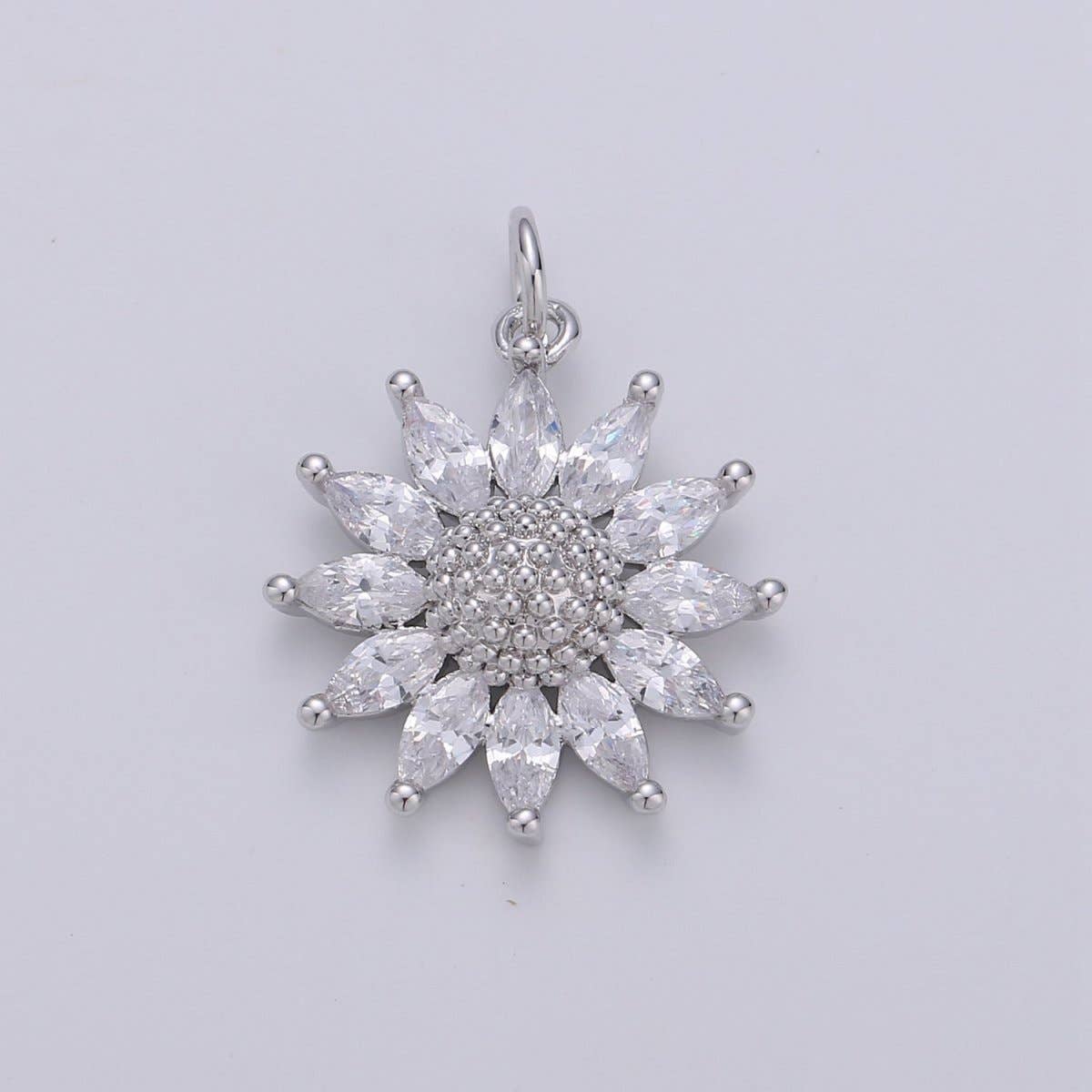 Gold Crystal Sunflower Gold Filled Charm - D-483: Gold
