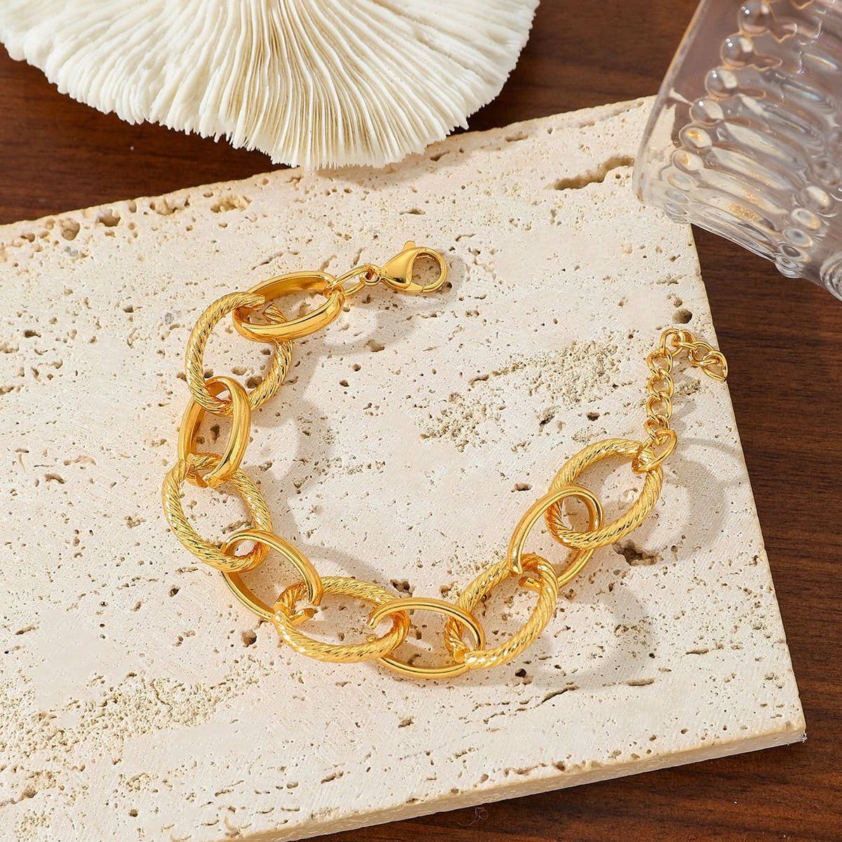 Versatile 18K Gold Titanium Steel Bracelet_Cwmm3719: GOLD5 / OS